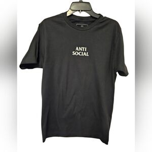 Red Eight Black and White Anti Social Embroidered T-Shirt Men's Size Medium NWOT